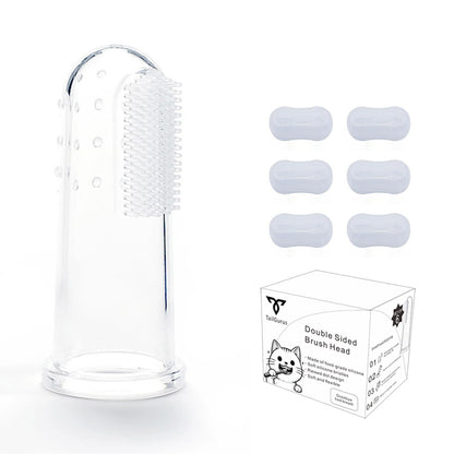 TailGurus 6 Units Pack Pet Finger Toothbrush for Dogs & Cats Extra Soft Silicone Bristles Professional Dog Toothbrush & Cat Toothbrush Easy Teeth Cleaning for Dog Dental Hygiene