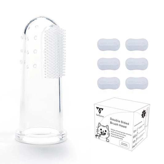TailGurus 6 Units Pack Pet Finger Toothbrush for Dogs & Cats Extra Soft Silicone Bristles Professional Dog Toothbrush & Cat Toothbrush Easy Teeth Cleaning for Dog Dental Hygiene